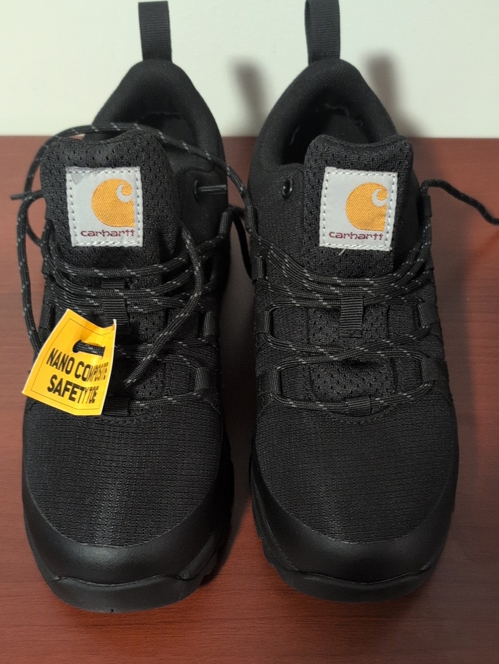 Carhartt Steel Toe Black Sneakers with Yellow Logo Patch